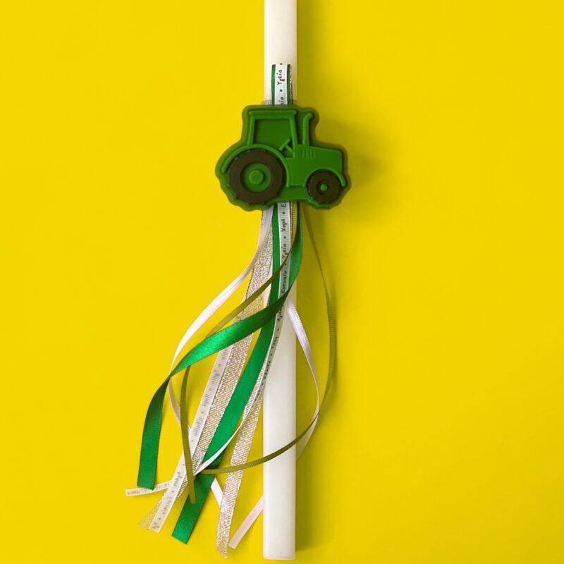 Easter Candle_"Green Tractor"