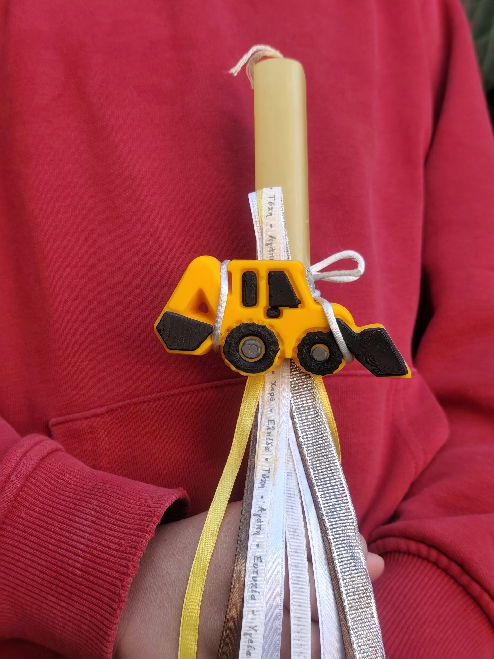 Easter Candle XL Crayon -“Yellow Excavator"